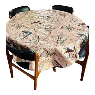 MCM Atomic Retro Vinyl Tablecloth For Sale