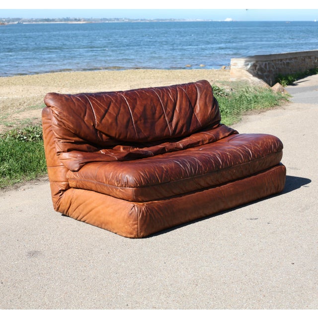 Vintage Convertible Leather Sofa, 1970s For Sale - Image 16 of 18