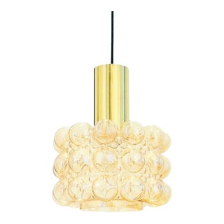 Mid-Century Space Age Amber Bubble Glass Pendant Light by Helena Tynell for Limburg, Germany, 1960s/1970s For Sale