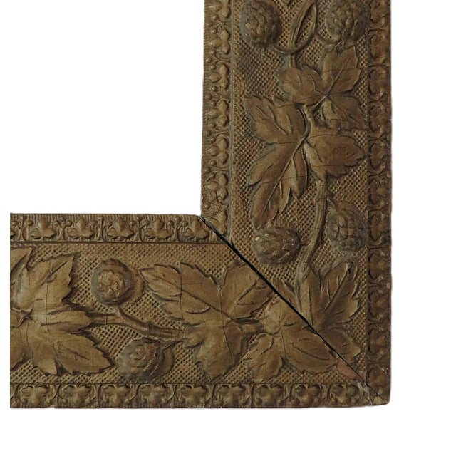 Late 19th Century 19th C. Antique Victorian Picture Frame Gilt Wood & Gesso Leaves & Flowers Fits 17 1/4" X 14 1/2" Rabbet Opening For Sale - Image 5 of 6