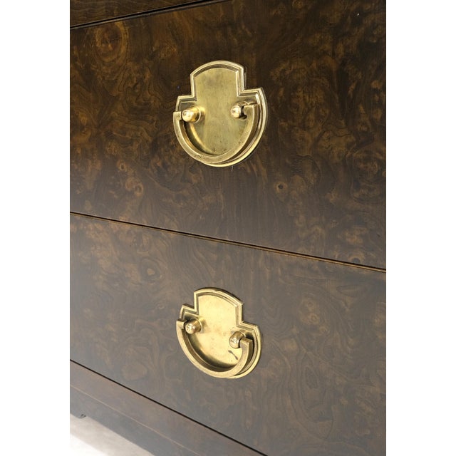 Wood Large Burl Wood Brass 2 Doors Drawer Mastercraft Gentleman's Chest Dresser MINT For Sale - Image 7 of 13