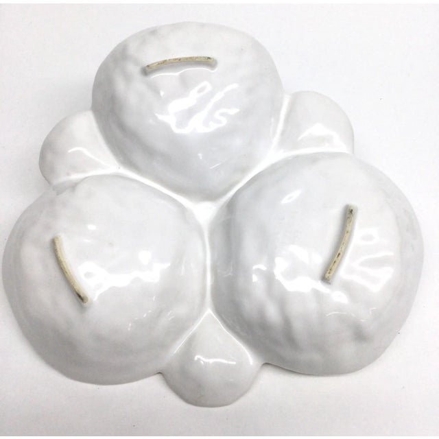Subtil Portugal Ceramic White Cabbage Design Divided Serving Bowl For Sale In Portland, ME - Image 6 of 9