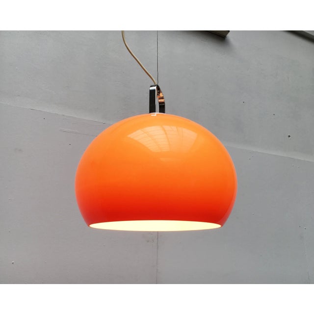 Orange Mid-Century Space Age Italian Zurigo Pendant Lamp by Luigi Massoni for Guzzini For Sale - Image 8 of 18