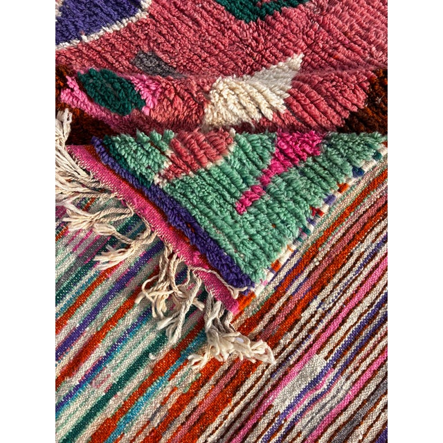 Moroccan Modern Moroccan Berber Rug – Handmade Wool Geometric Area Rug, Pink Boujad Style For Sale - Image 3 of 5