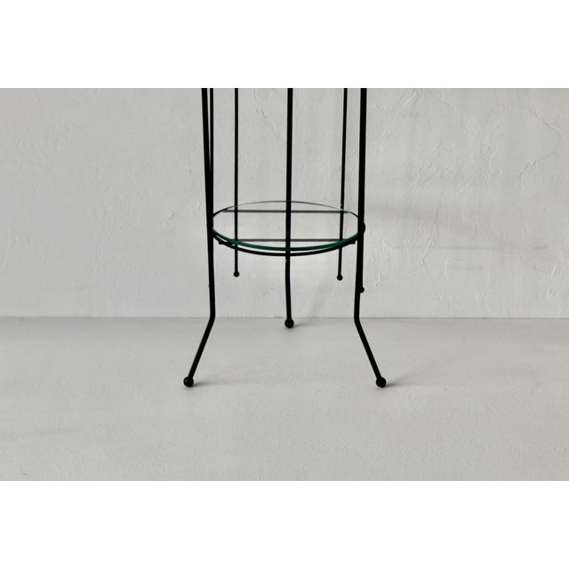 1960s Vintage Black Painted Metal Glass Three Tier Narrow Etagere Mid Century For Sale - Image 5 of 18