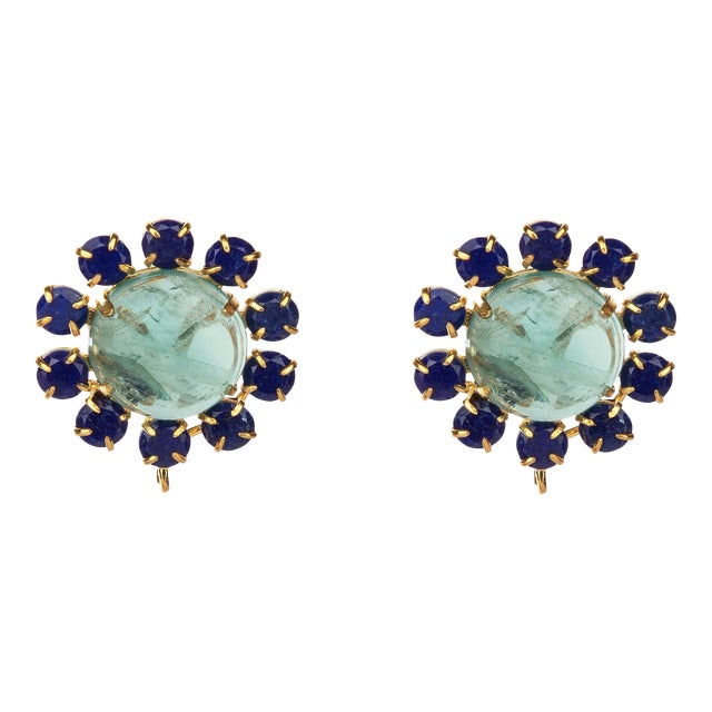 Martha Studs - Lapis & Fluorite - 2 Pieces For Sale