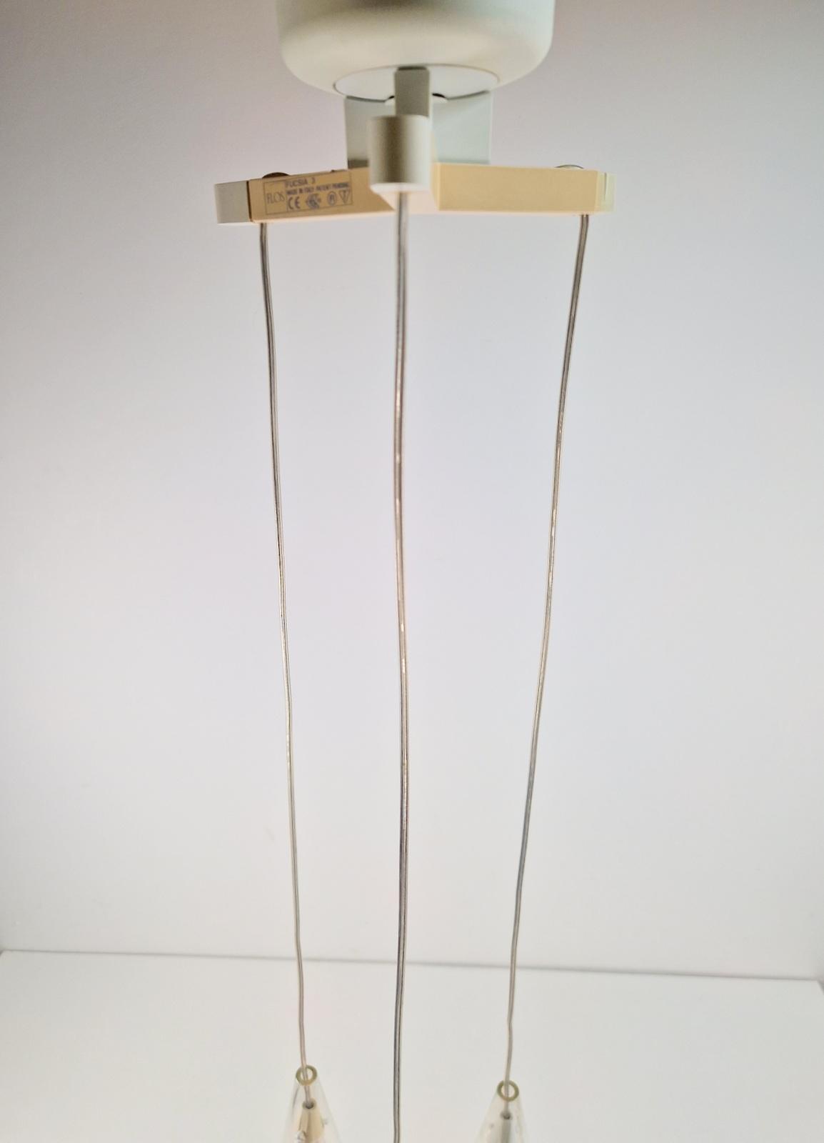 Italian Glass Fucsia 3 Pendant Lamp by Achille Castiglioni for