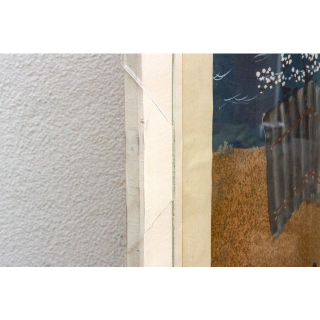 Set of 2, Tall Antique Japanese Nature Scroll Paintings For Sale - Image 10 of 12