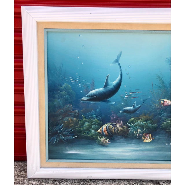 1980s Charles Benolt Marine Life Tropical Ocean Framed Oil Painting For Sale - Image 5 of 8