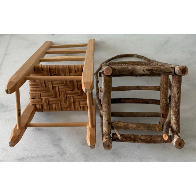 Wood Miniature Rustic Handmade Wooden Chairs For Sale - Image 7 of 7