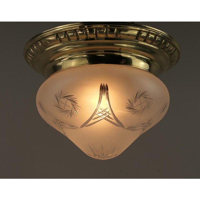 Art Deco Ceiling Lamp with Cut Glass, 1920s For Sale - Image 3 of 7