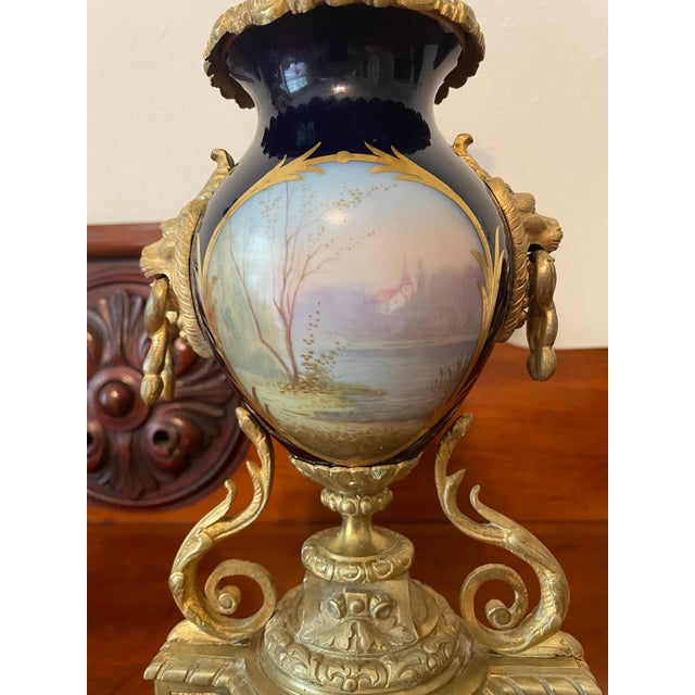 Gold Gilt Sevre's Style Cobalt Blue Candelabra Pair 19th Century French Louis XI Style For Sale - Image 14 of 14