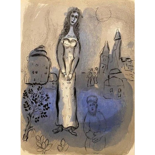 Original lithograph by Marc Chagall from The Bible of 1960 "Esther" Unsigned 35 x 26 cm Excellent condition This piece is...