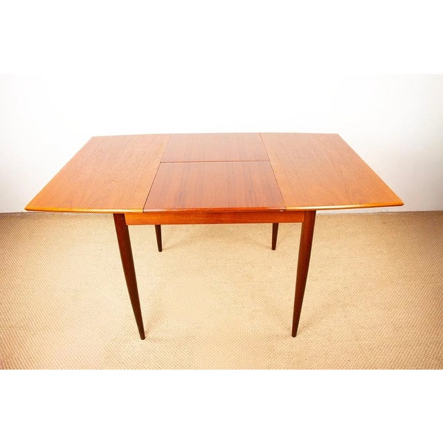 Brown Small Danish Teak Square Extendable Dining Table, 1960s For Sale - Image 8 of 15