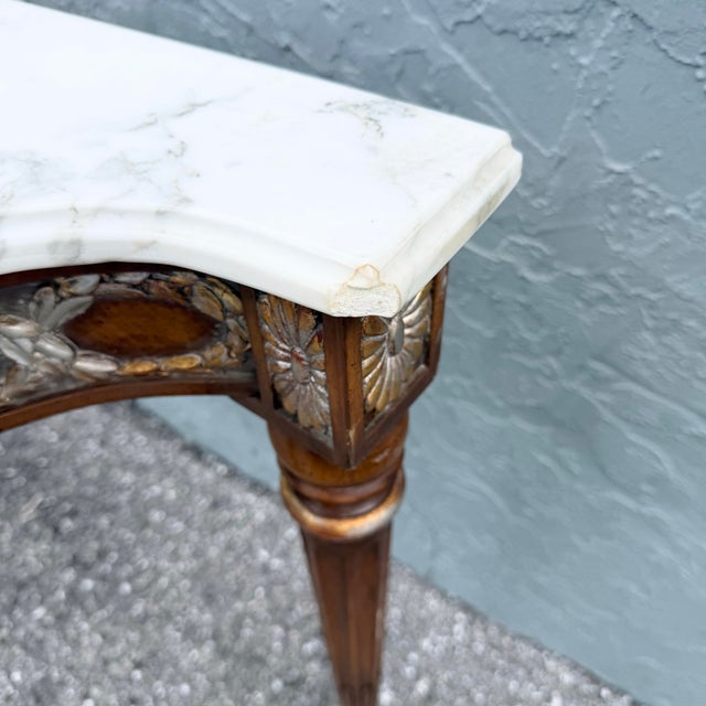 Vintage Marble Top French Provincial Console Table For Sale In West Palm - Image 6 of 8