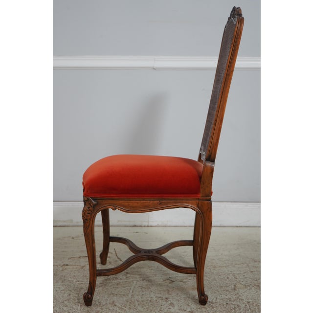 French Set of 6 French Louis XV Walnut Cane Back Dining Chairs For Sale - Image 3 of 18