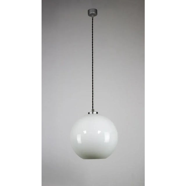 Mid-Century White Glass Pendant Lamp For Sale - Image 4 of 13