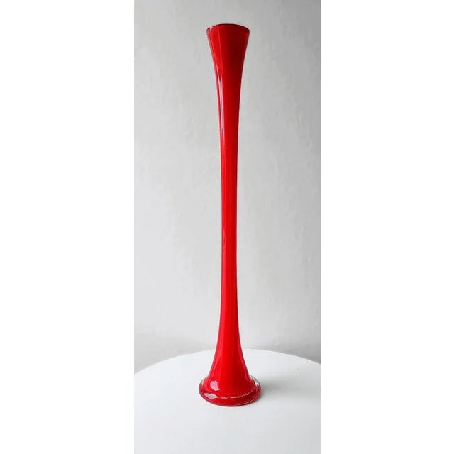 1970s Vintage Vase in Mouth-Blown Red Glass, 1970s For Sale - Image 5 of 9
