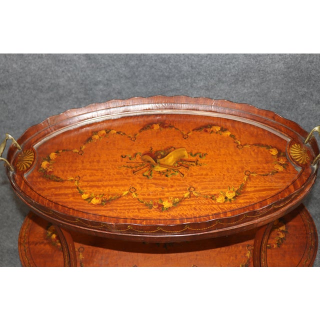 English 19th C Antique English Adams Paint Decorated Two-Tier Dessert Table For Sale - Image 3 of 15