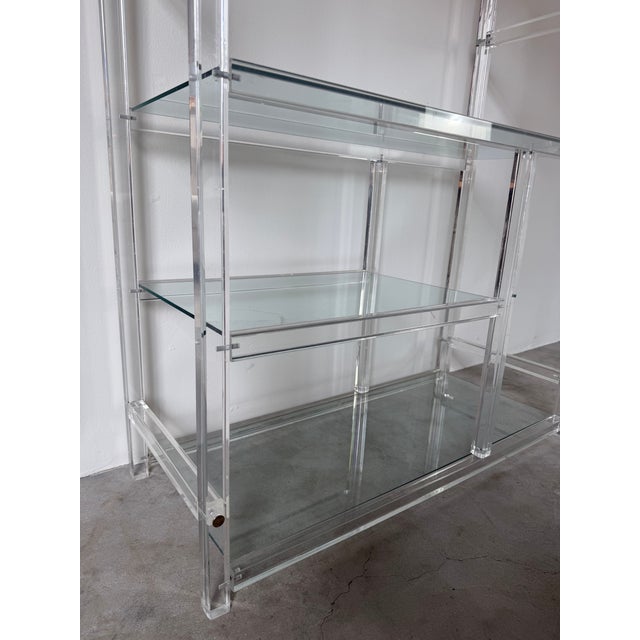 1960s 1960s Charles Hollis Jones–Style Six-Tier Lucite & Glass Étagère For Sale - Image 5 of 11