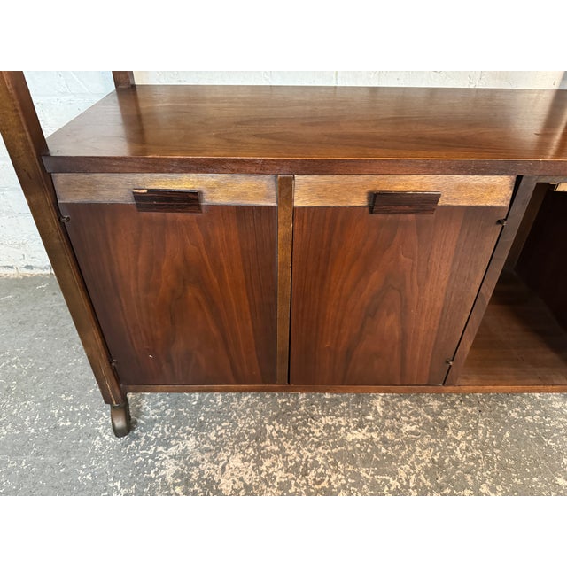 Mid-Century Modern Black Topped Walnut Bar Cart For Sale - Image 9 of 11