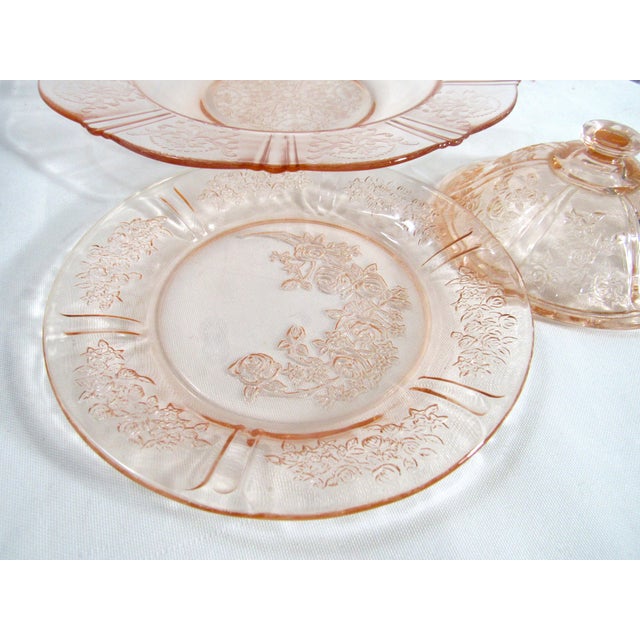 Mid 20th Century Pink Depression Glass Pieces Covered Dish and Rimmed Bowl For Sale - Image 11 of 15