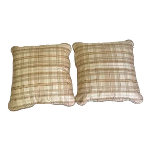 Pair of Silk Plaid Pillows, 1990s