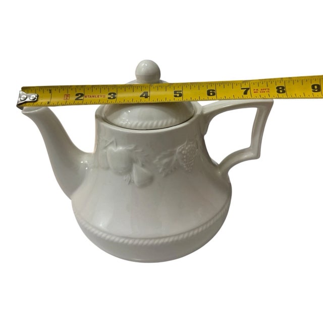 Mid-20th-Century English Pottery Teapot With Embossed Grape Motif For Sale - Image 16 of 16