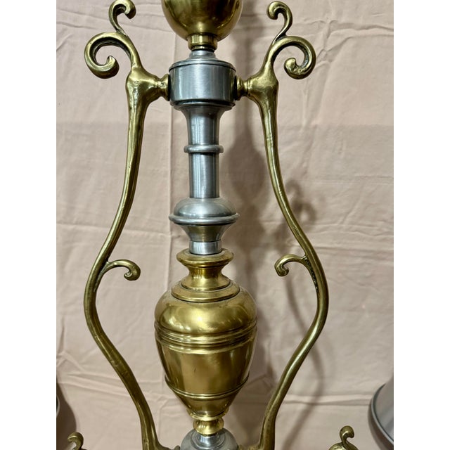 Early 20th Century Large Georgian Bouillotte Style Brass & Metal 4 Arm (20 Light) Billiard/Snooker Table Light For Sale - Image 9 of 12