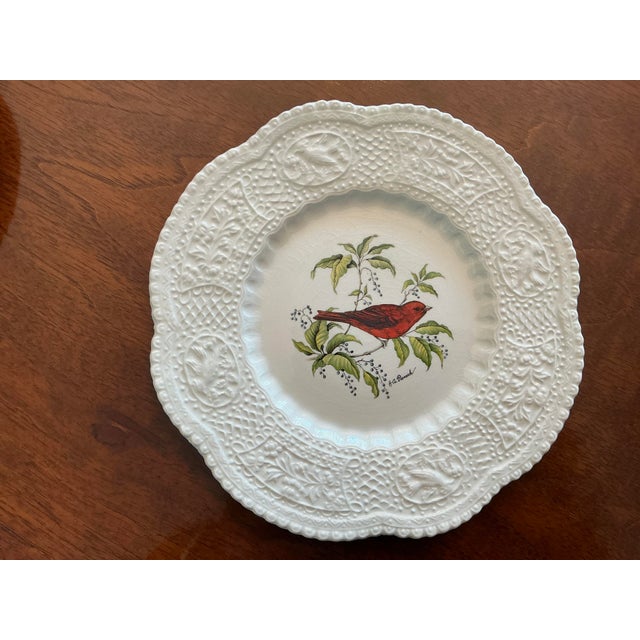 Ceramic Royal Cauldon Bristol Ironstone “Aviary” Bird Plates by h.a. Pausch, Set of 8, Mid-Century For Sale - Image 7 of 13