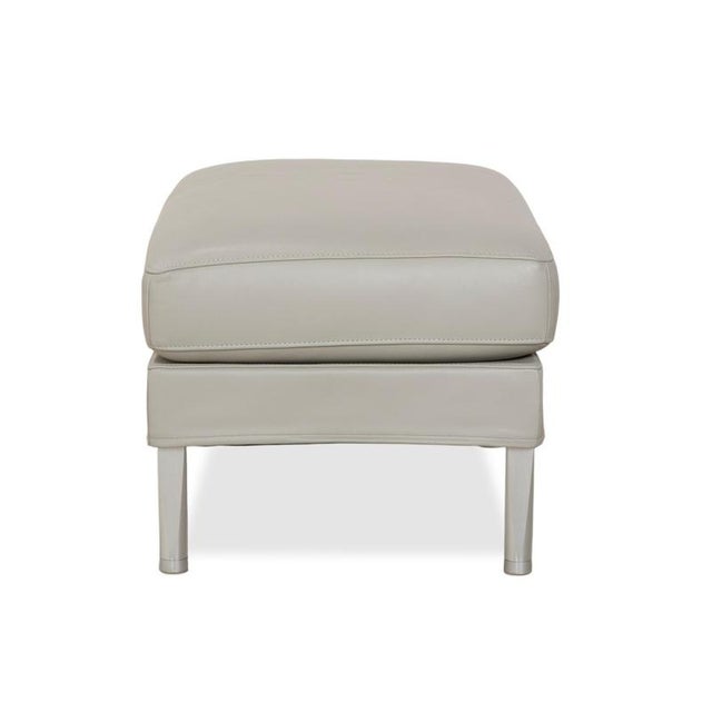 Animal Skin Clarus Ottoman in Grey Leather from FSM For Sale - Image 7 of 10