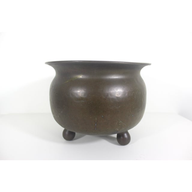 Brass Footed Hammered Brass Planter Mid Century Modern For Sale - Image 8 of 12