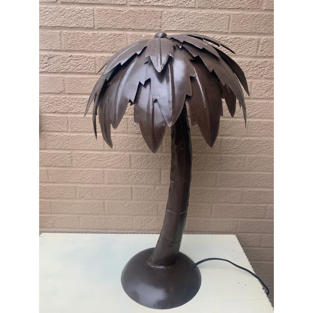 Metal Vintage Maison Jansen Style Metal Palm Tree Table Lamp For Sale - Image 7 of 9