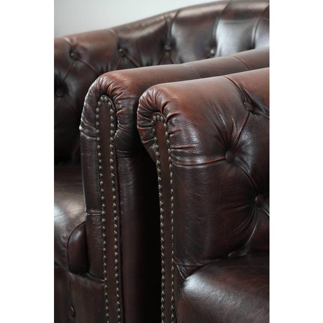 Chesterfield Club Chairs in Cowhide Leather, Set of 2 For Sale - Image 13 of 18