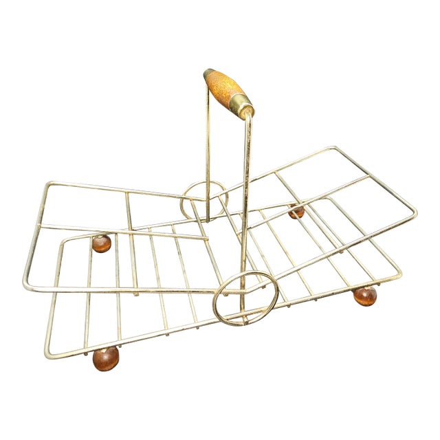 Vintage Mid-Century Modern (Mcm) Brass Cocktail Caddy for 8 Glasses For Sale