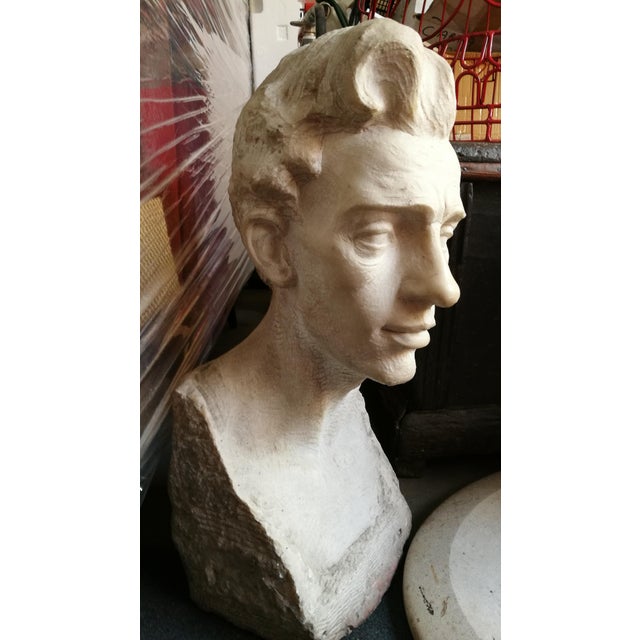 White Alfredo Pina, Male Bust, 1930s, Carrara Marble For Sale - Image 8 of 10