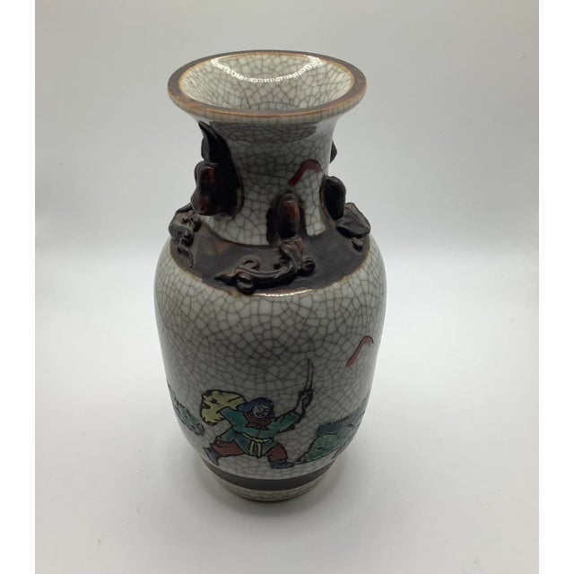 Vintage Chinese Nanking Crackle Baluster Warrior Vase For Sale In Austin - Image 6 of 10