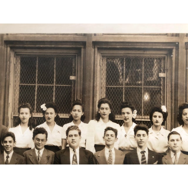 Vintage Photograph Sepia Tone 1940's Middle School Class Photo For Sale - Image 4 of 6