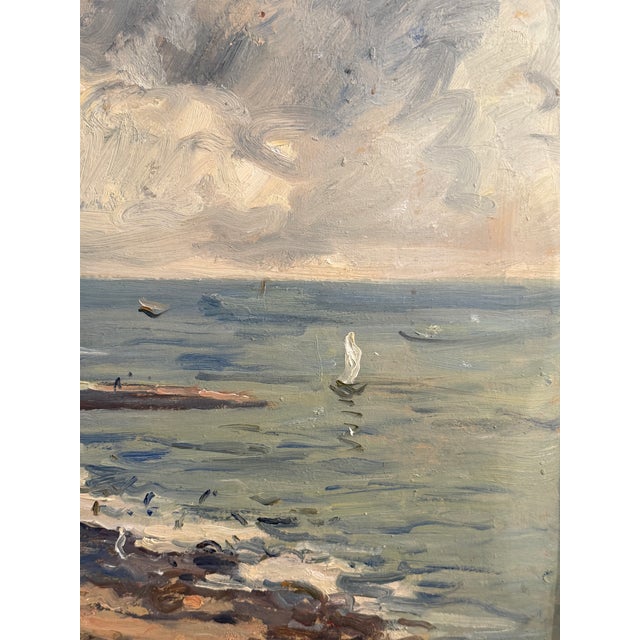 Balansino, Seascape with Figures, 1984, Oil on Panel, Framed For Sale - Image 4 of 5