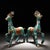 Beautiful pair of handcrafted cloisonne enamel deer sculptures with gilt detailing, ideal for tabletop display, mantel...