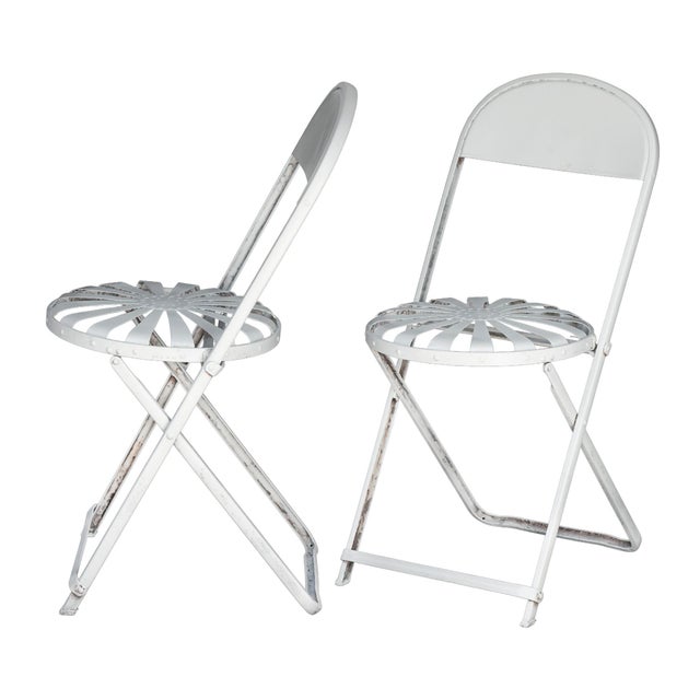 Paint Antique Francois Carre Sunburst Folding Garden Chairs, 2 Pieces For Sale - Image 7 of 18