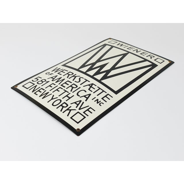 Black Wiener Werkstätte of America Inc New York Enameled Advertising Sign by Josef Hoffmann, 1960s For Sale - Image 8 of 18