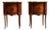 Pair Antique French Louis XV Style Marble Top Inlaid Wood Nightstands, Circa 1940s For Sale