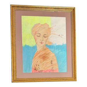 Contemporary Sunshine Daydream Acrylic Portrait, Framed
