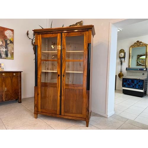 Biedermeier Display Cabinet in Walnut For Sale - Image 11 of 13
