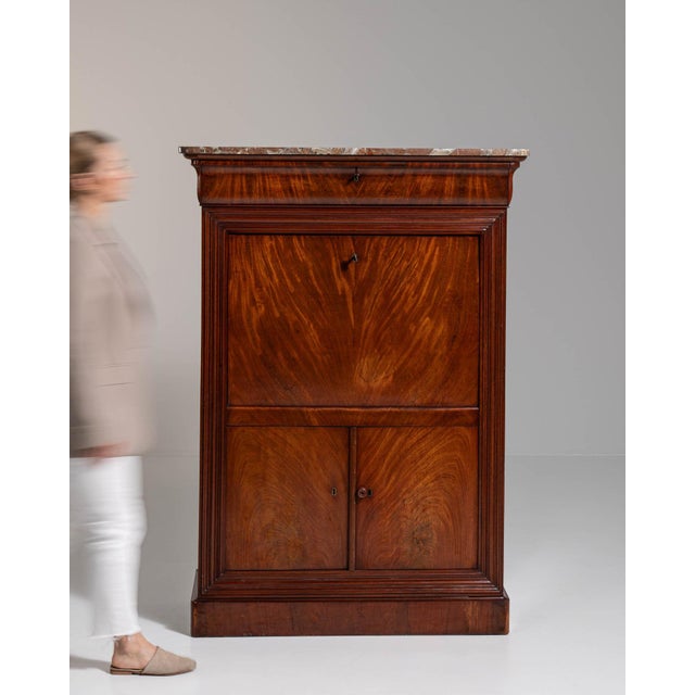 19th Century France Rich Mahogany Mahogany Secretaire Abattant For Sale - Image 10 of 10