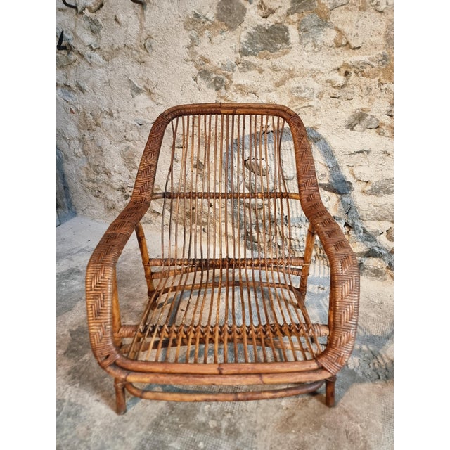 Vintage Rattan Lounge Set, France, 1940s, Set of 3 For Sale - Image 11 of 18
