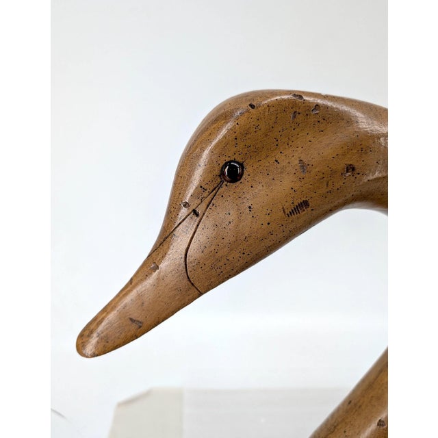 1970s Tall Decoy Wooden Swan – 1970s Oversized Sculpture Americana Hand-Carved Folk Art 27" For Sale - Image 5 of 7