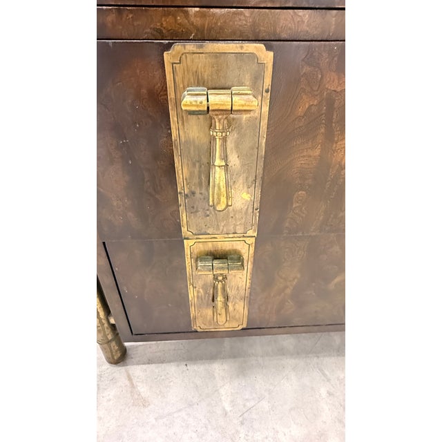 William Doezema for Mastercraft Burl Wood & Brass Armoire, 1970s For Sale - Image 12 of 14
