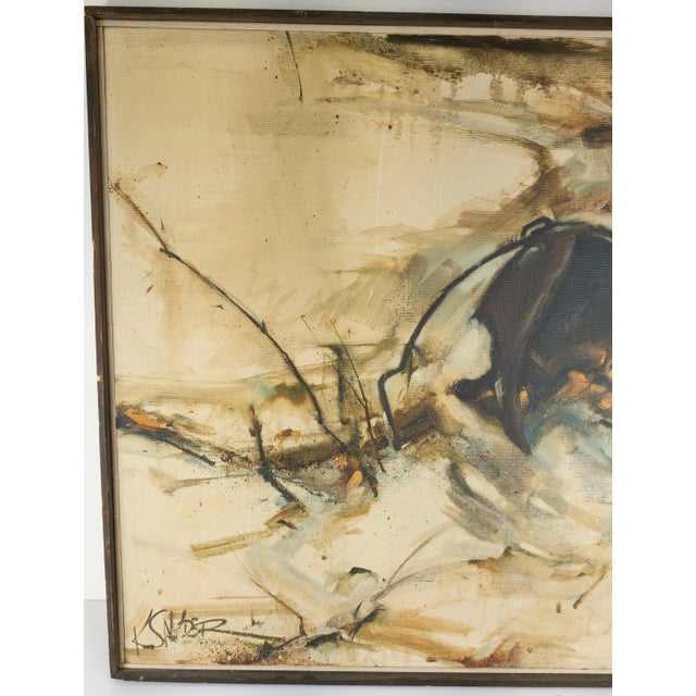 We are selling this vintage Mid Century painting. This painting in my opinion has a very Fall feeling, it's brown and...